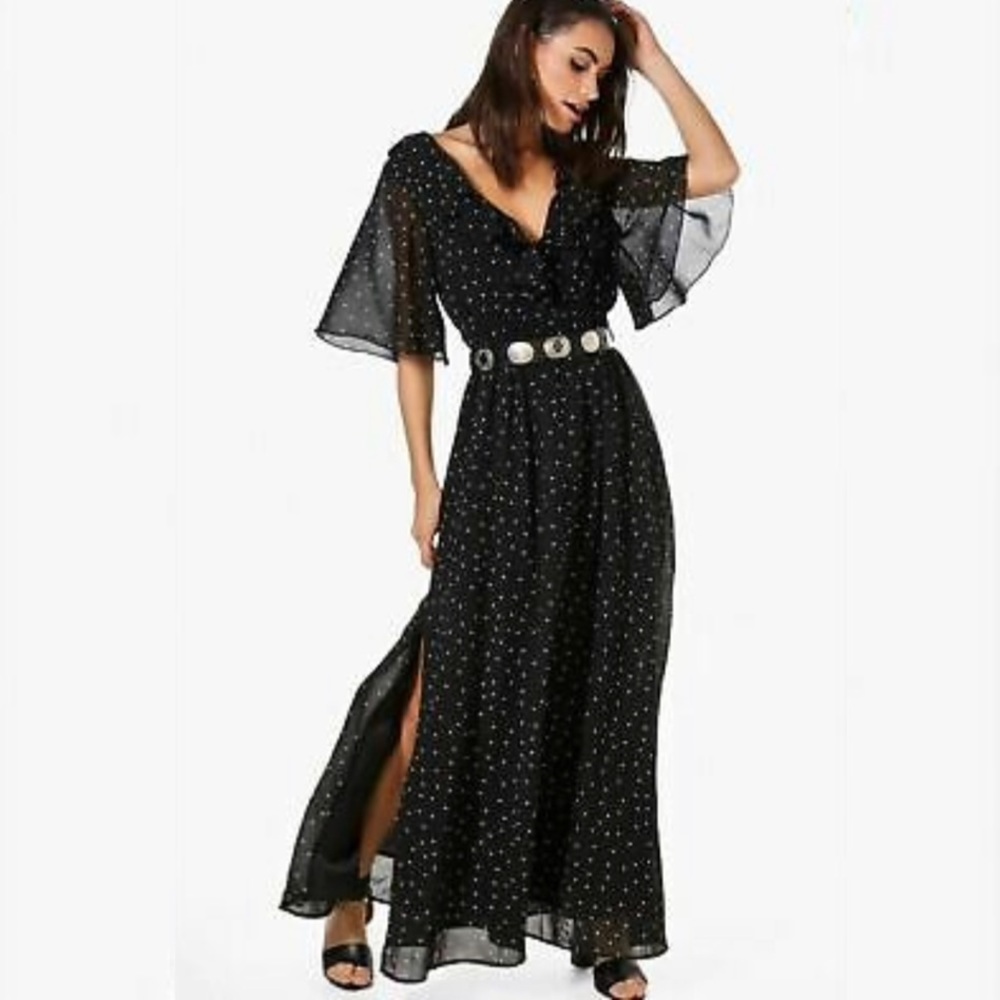 🖤Boohoo Black & White Polka Dot Maxi Dress🖤